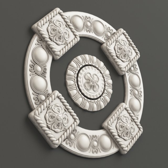 Rosette 2 decorative ceiling medallion 3D Model .c4d .max .obj .3ds .fbx .stl .blend 