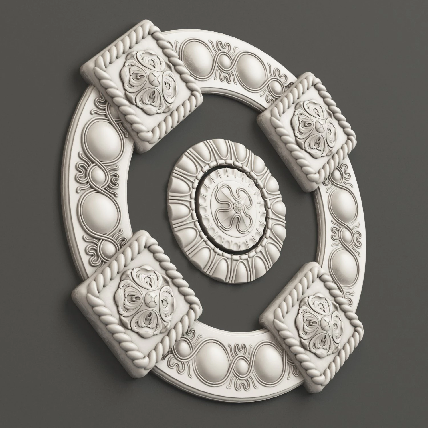 Rosette 2 decorative ceiling medallion 3D Model .c4d .max .obj .3ds .fbx .stl .blend 