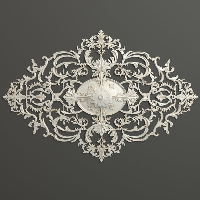 Rosette 3 ornate wall plaque Modelo 3D .c4d .max .obj .3ds .fbx .stl .blend 