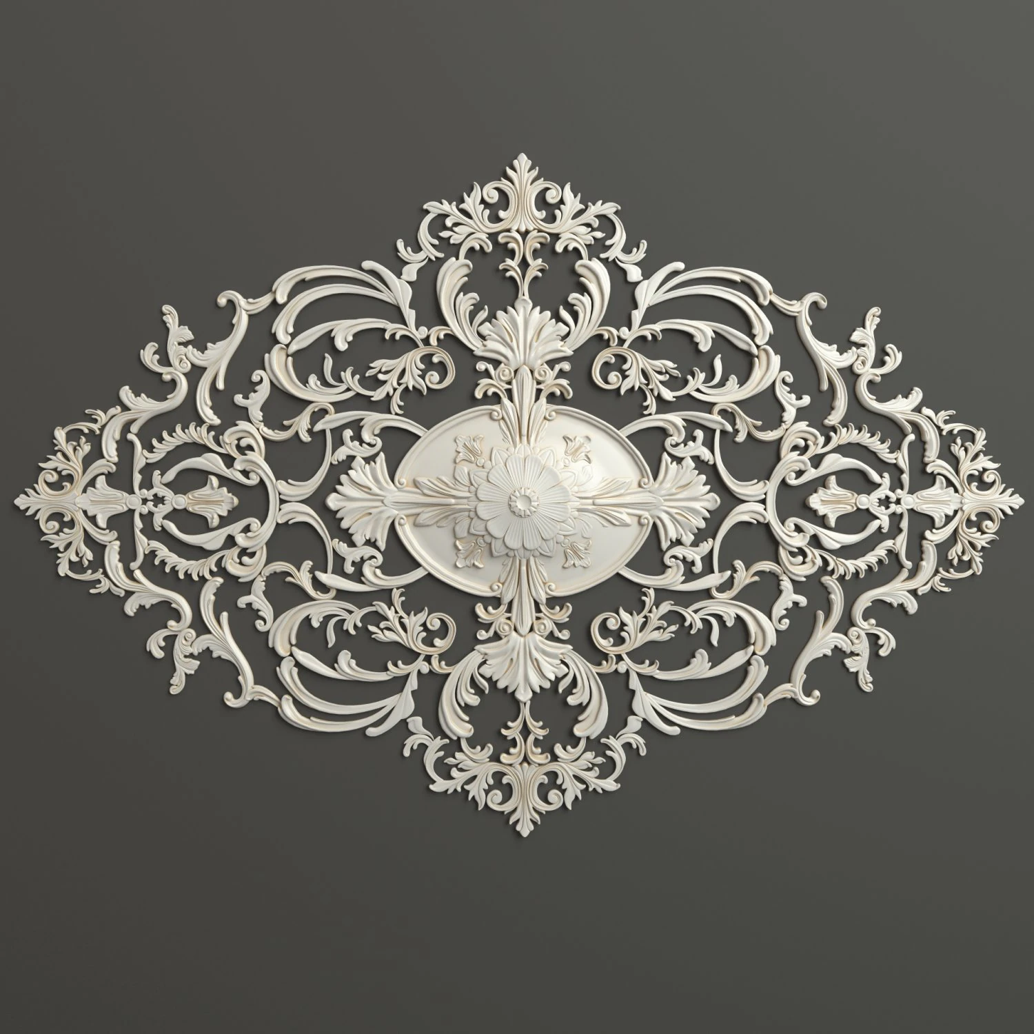 Rosette 3 ornate wall plaque 3D Model .c4d .max .obj .3ds .fbx .stl .blend 