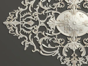 Rosette 3 ornate wall plaque 3D Model