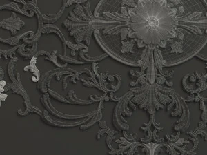 Rosette 3 ornate wall plaque 3D Model
