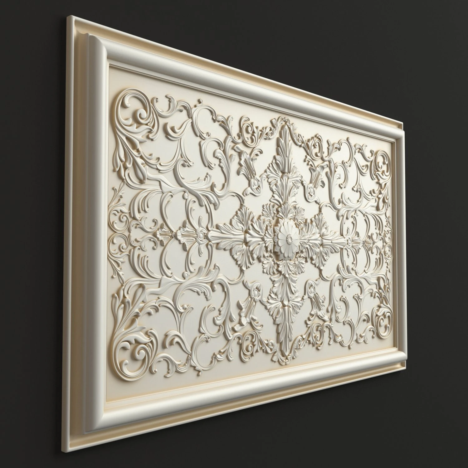 Rosette 4 ornate wall panel 3D Model .c4d .max .obj .3ds .fbx .stl .blend 