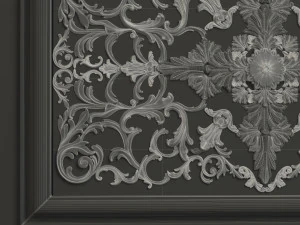 Rosette 4 ornate wall panel 3D Model