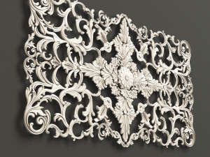 Rosette 6 ornately carved wooden plaque 3D Model