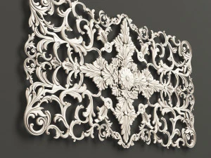 Rosette 6 ornately carved wooden plaque 3D Model