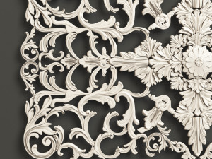 Rosette 6 ornately carved wooden plaque 3D Model