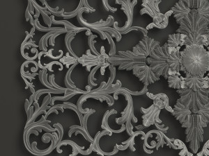 Rosette 6 ornately carved wooden plaque 3D Model