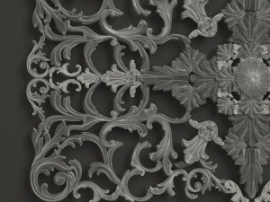 Rosette 6 ornately carved wooden plaque 3D Model