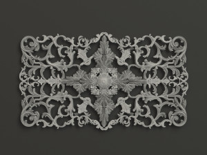 Rosette 6 ornately carved wooden plaque 3D Model