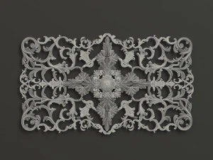 Rosette 6 ornately carved wooden plaque 3D Model