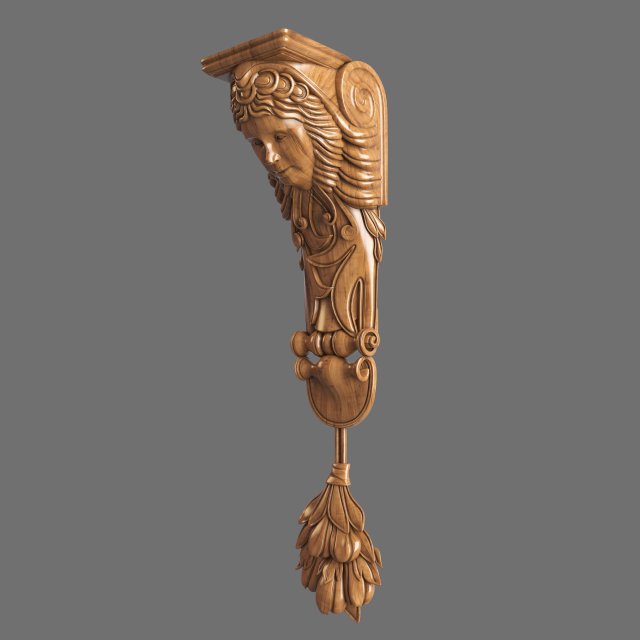 Caryatid ornate wooden shelf bracket Modèle 3D .c4d .max .obj .3ds .fbx .stl .blend 