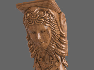 Caryatid ornate wooden shelf bracket Modèle 3D