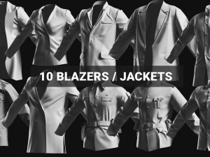 Basemesh Blazer Jacket Collection 3D 모델