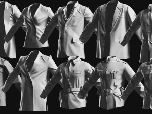 Basemesh Blazer Jacket Collection 3D Model