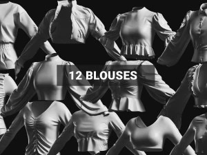 ベースメッシュ ブラウス コレクション 3Dモデル