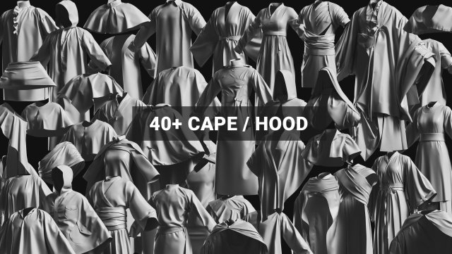 Basemesh Cape Hood Collection 3D 모델 .c4d .max .obj .3ds .fbx .stl .blend 