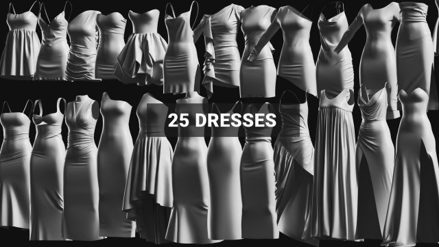 Basemesh Dress Collection v1 Model 3D .c4d .max .obj .3ds .fbx .stl .blend 
