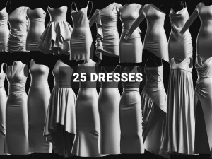 Cole&ccedil;&atilde;o de vestidos Basemesh v1 Modelo 3D