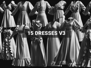 Cole&ccedil;&atilde;o de vestidos Basemesh v3 Modelo 3D