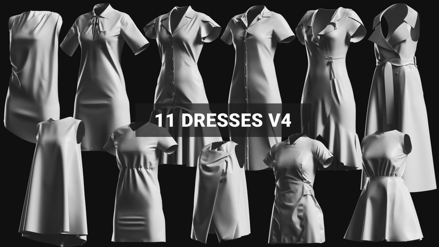 Basemesh Dress Collection v4 3D Model .c4d .max .obj .3ds .fbx .stl .blend 