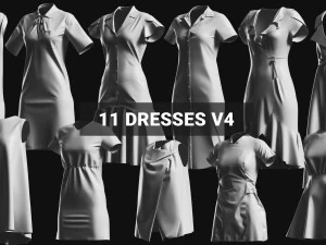 Cole&ccedil;&atilde;o de vestidos Basemesh v4 Modelo 3D
