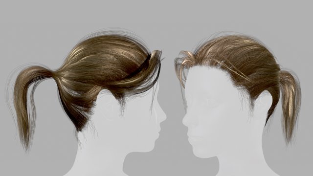 Realtime Hair Ponytail 3D-Modell .c4d .max .obj .3ds .fbx .stl .blend 