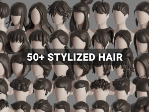 Stylised Hair Bundle 3D Model