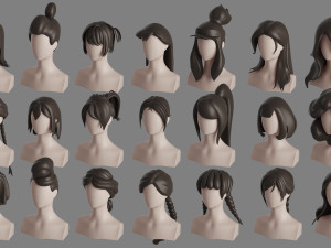 Stylised Hair Bundle Modelo 3D