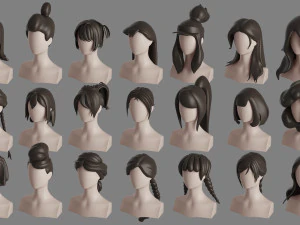 Stylised Hair Bundle 3D Model
