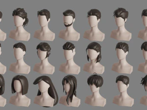 Stylised Hair Bundle 3D Model