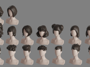 Stylised Hair Bundle Modelo 3D