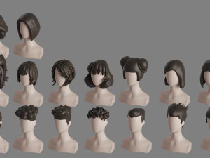 Stylised Hair Bundle 3D Model