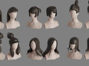 Stylised Hair Bundle 3D Model