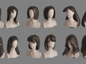 Stylised Hair Bundle 3D Model