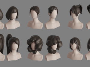 Stylised Hair Bundle Modelo 3D