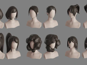 Stylised Hair Bundle 3D Model