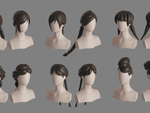 Stylised Hair Bundle Modelo 3D