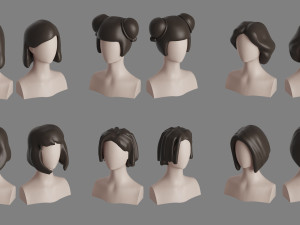 Stylised Hair Bundle Modelo 3D