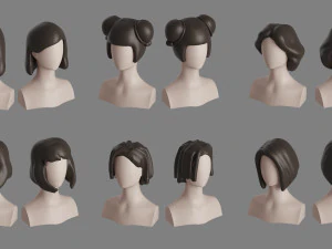 Stylised Hair Bundle 3D Model
