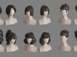Stylised Hair Bundle Modelo 3D