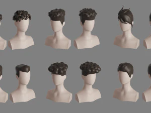 Stylised Hair Bundle 3D Model