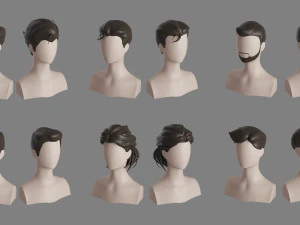 Stylised Hair Bundle 3D Model