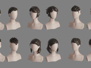 Stylised Hair Bundle Modelo 3D