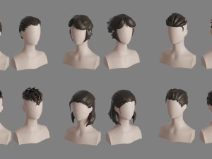 Stylised Hair Bundle 3D Model