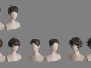 Stylised Hair Bundle 3D Model
