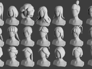Stylised Hair Bundle 3D Model