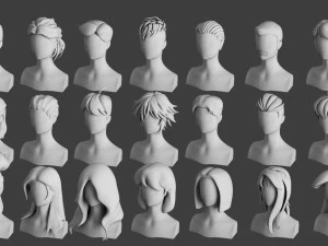 Stylised Hair Bundle 3D Model