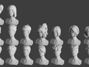 Stylised Hair Bundle 3D Model
