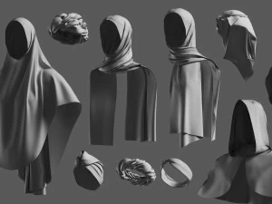 Basemesh Arab Medieval Headwear Collection 3D Model